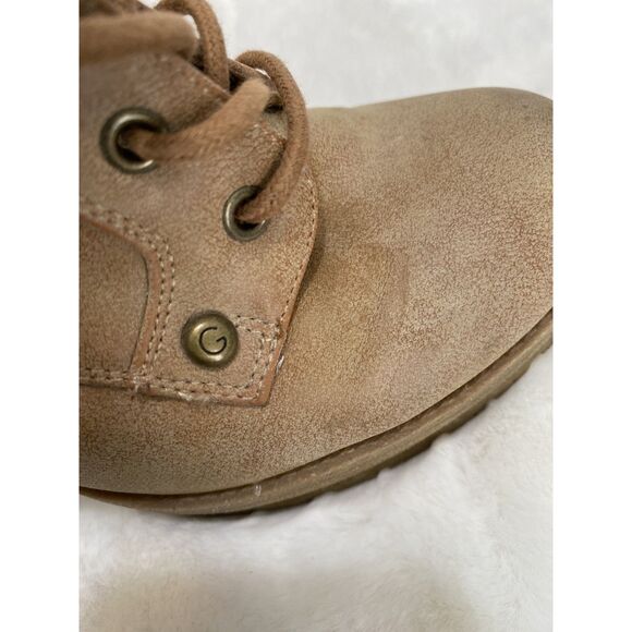G by Guess Tan/Brown Lace up Zip Combat High Chunk Heel Women's Boots Size 9 - Picture 5 of 10